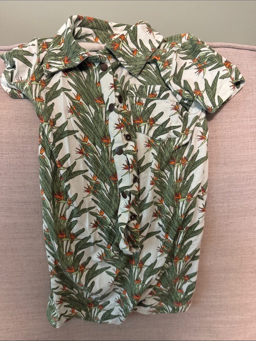 Tropical Button-Up Shirt Romper